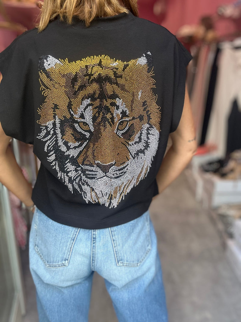 T-shirt Nera Tigre