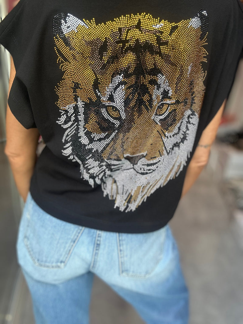 T-shirt Nera Tigre