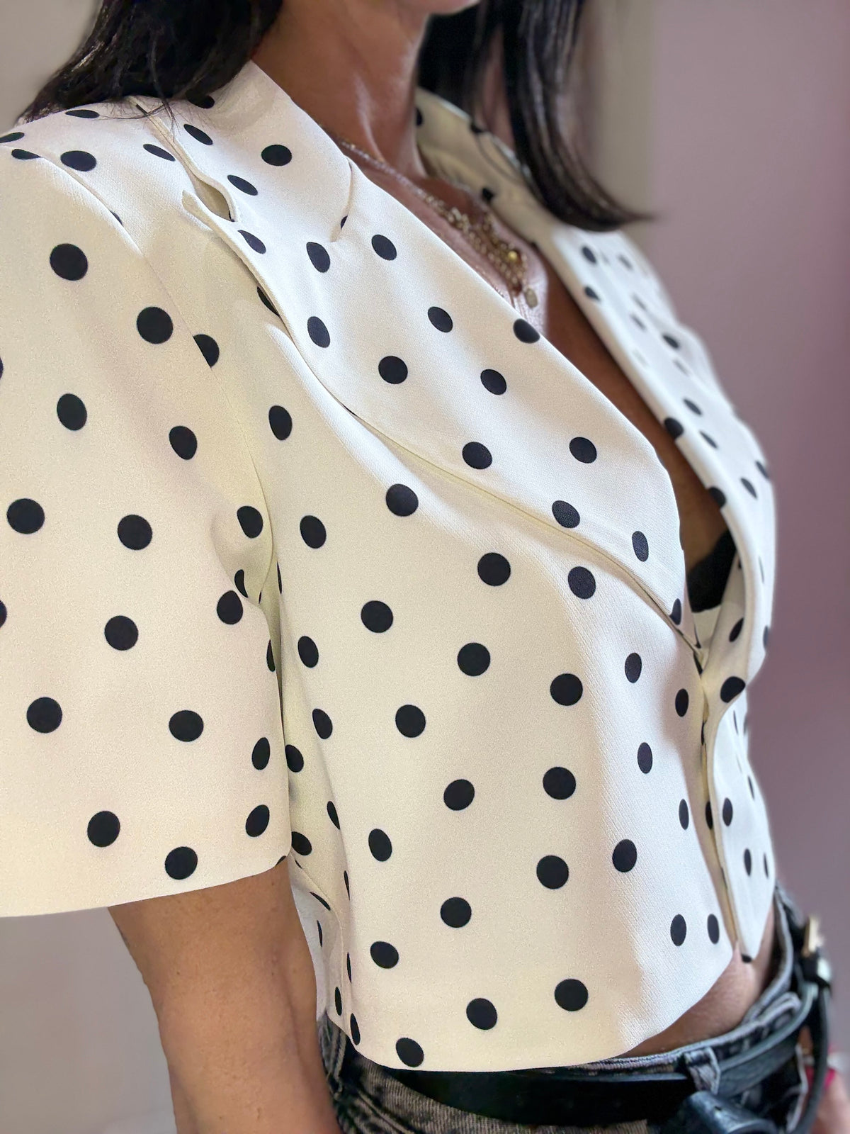 Blazer Cropped Pois KARLEK Bianco Nero