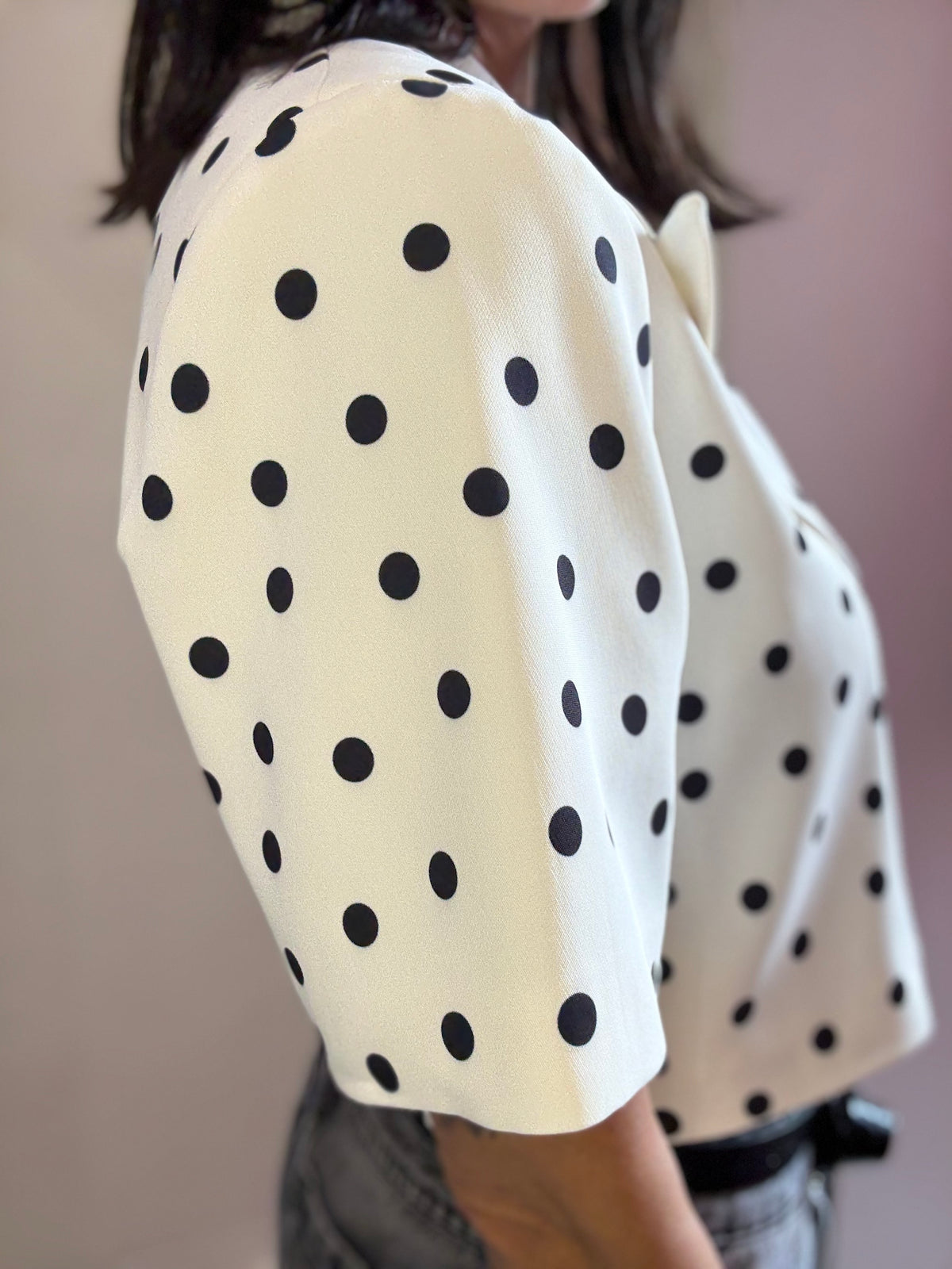 Blazer Cropped Pois KARLEK Bianco Nero