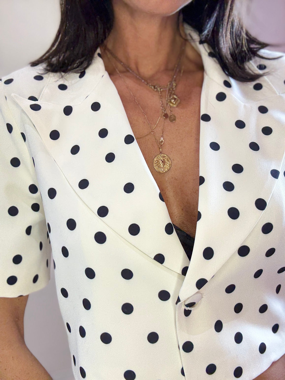 Blazer Cropped Pois KARLEK Bianco Nero