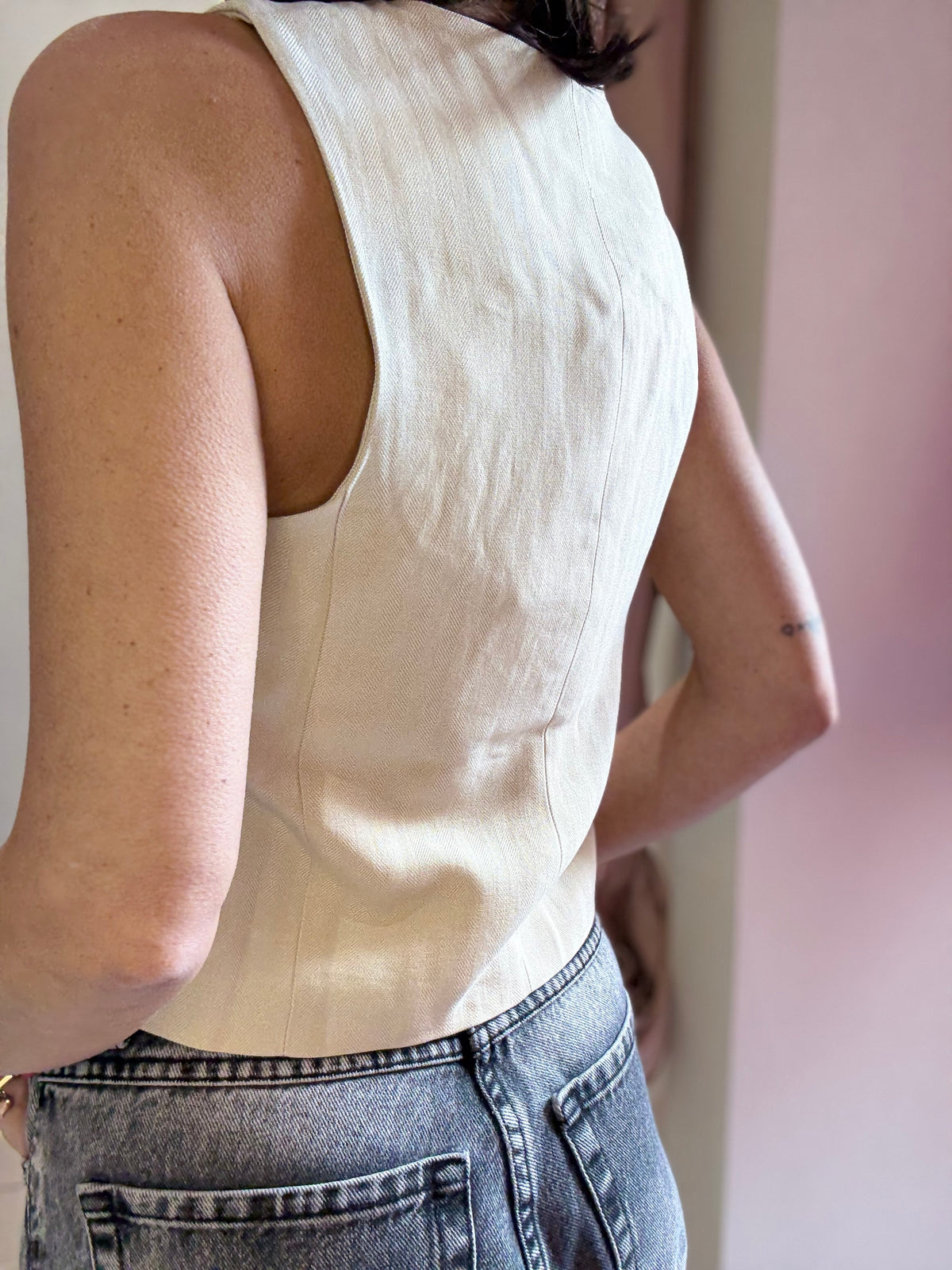Gilet ART LOVE Beige Natural Bacchettato