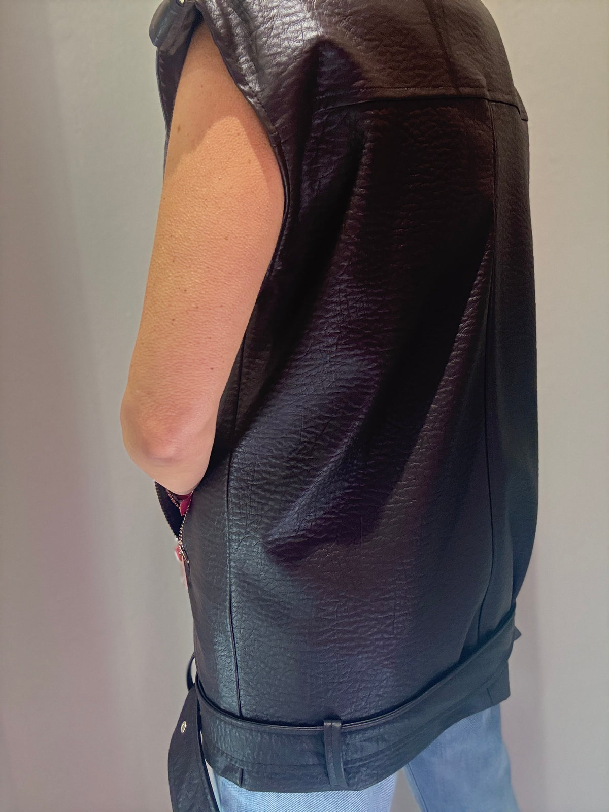 Gilet Chiodo Ecopelle Cioccolato D'ELLE