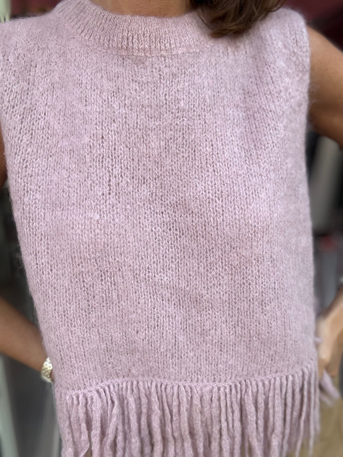 Gilet Lana Mohair Rosa Antico
