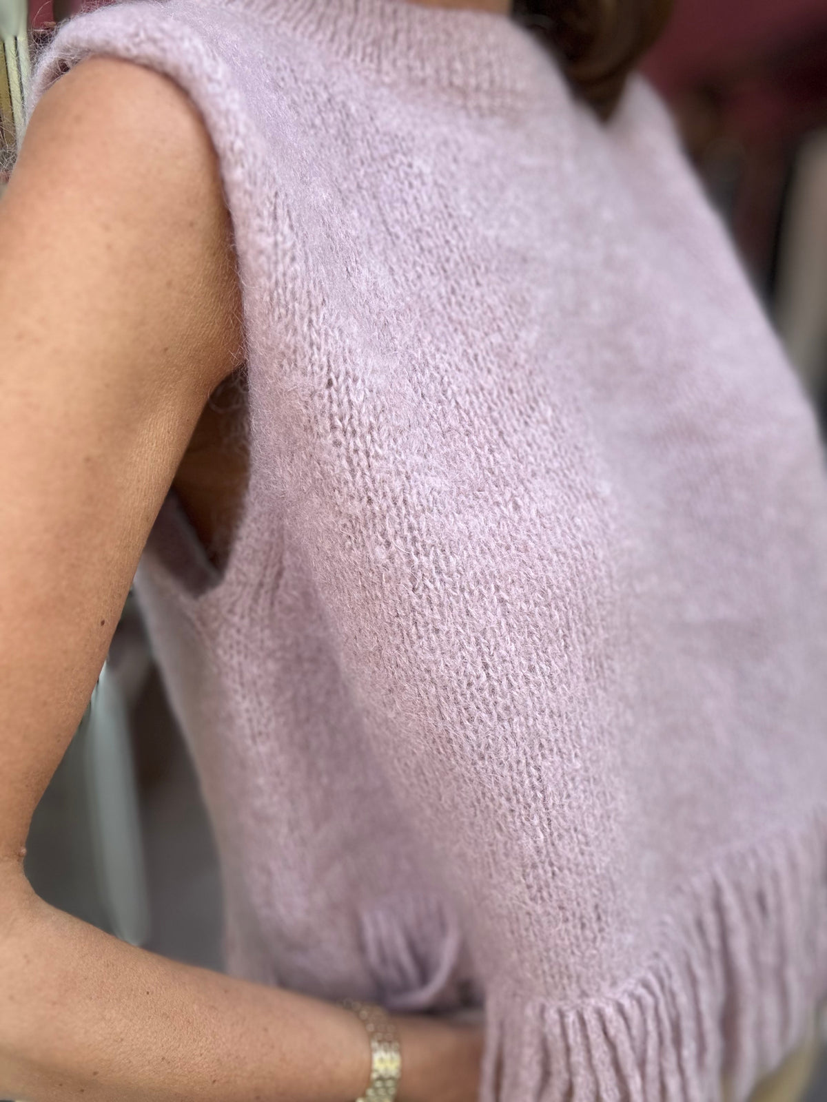 Gilet Lana Mohair Rosa Antico
