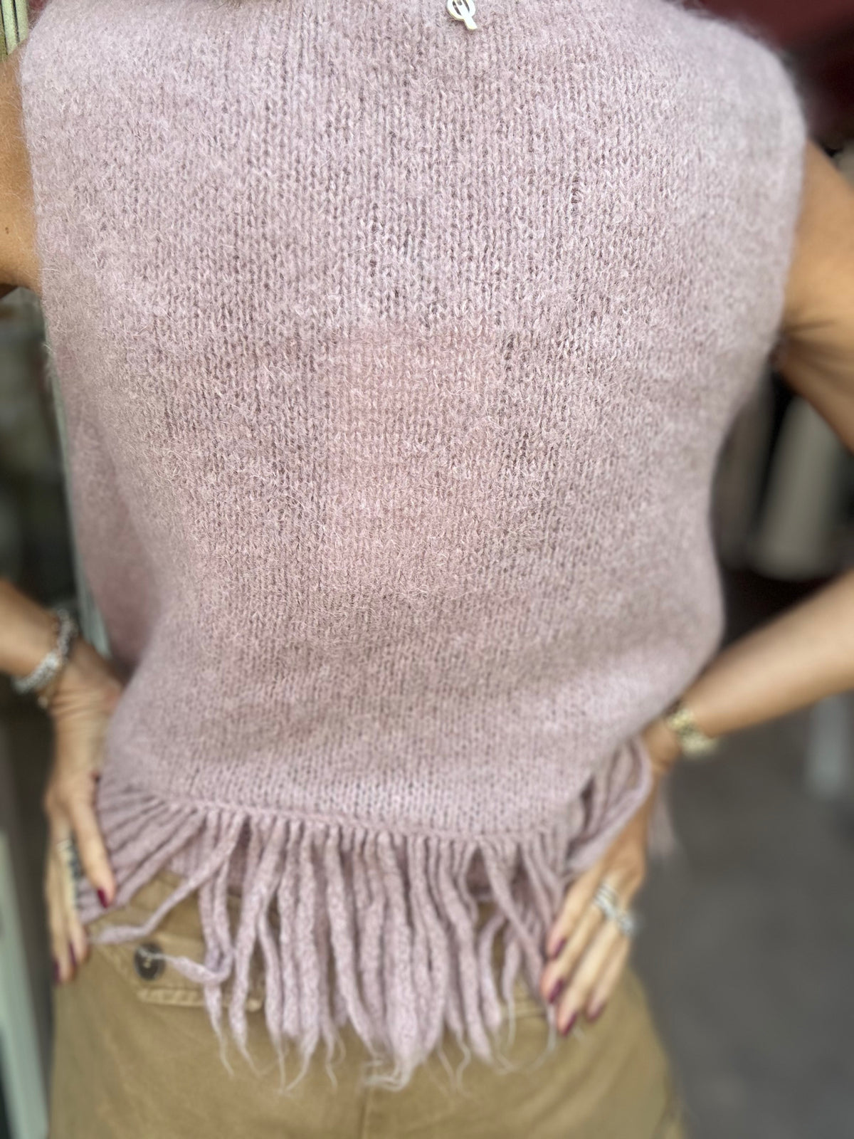 Gilet Lana Mohair Rosa Antico
