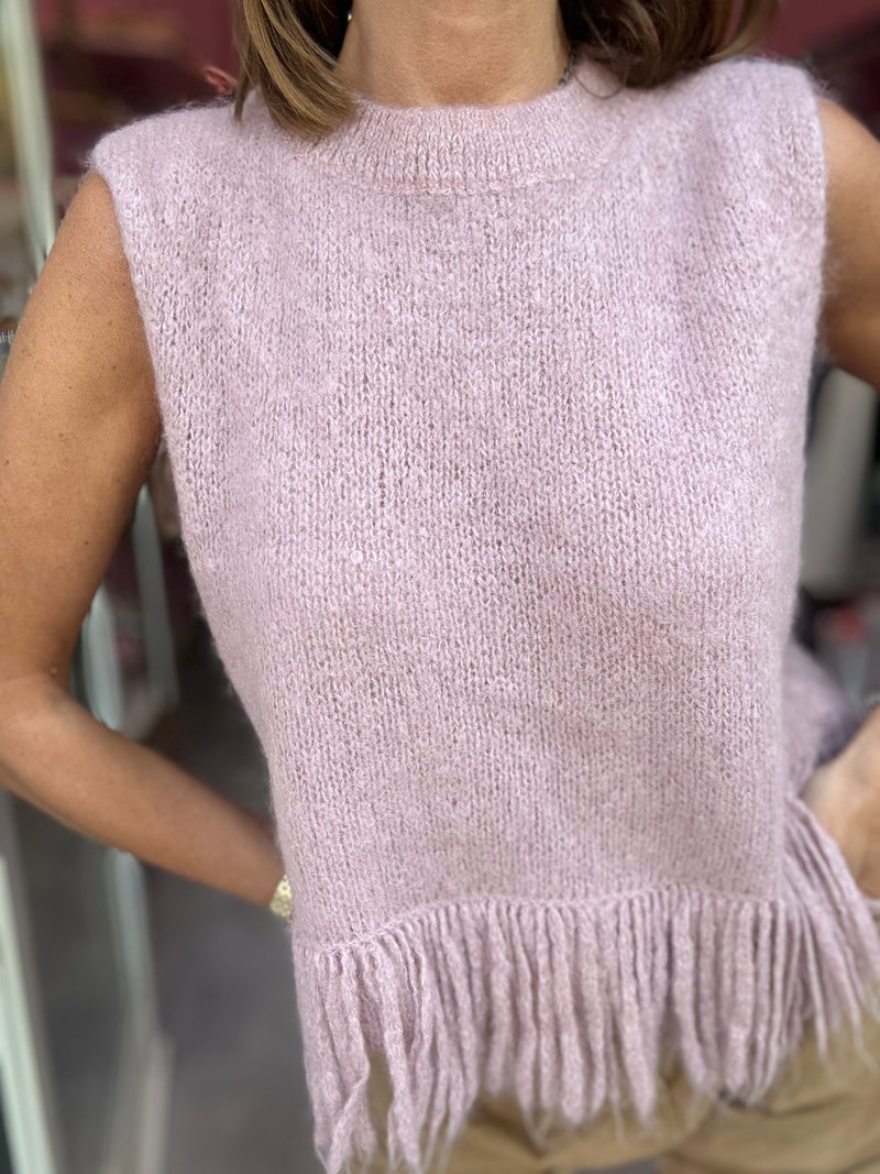 Gilet Lana Mohair Rosa Antico