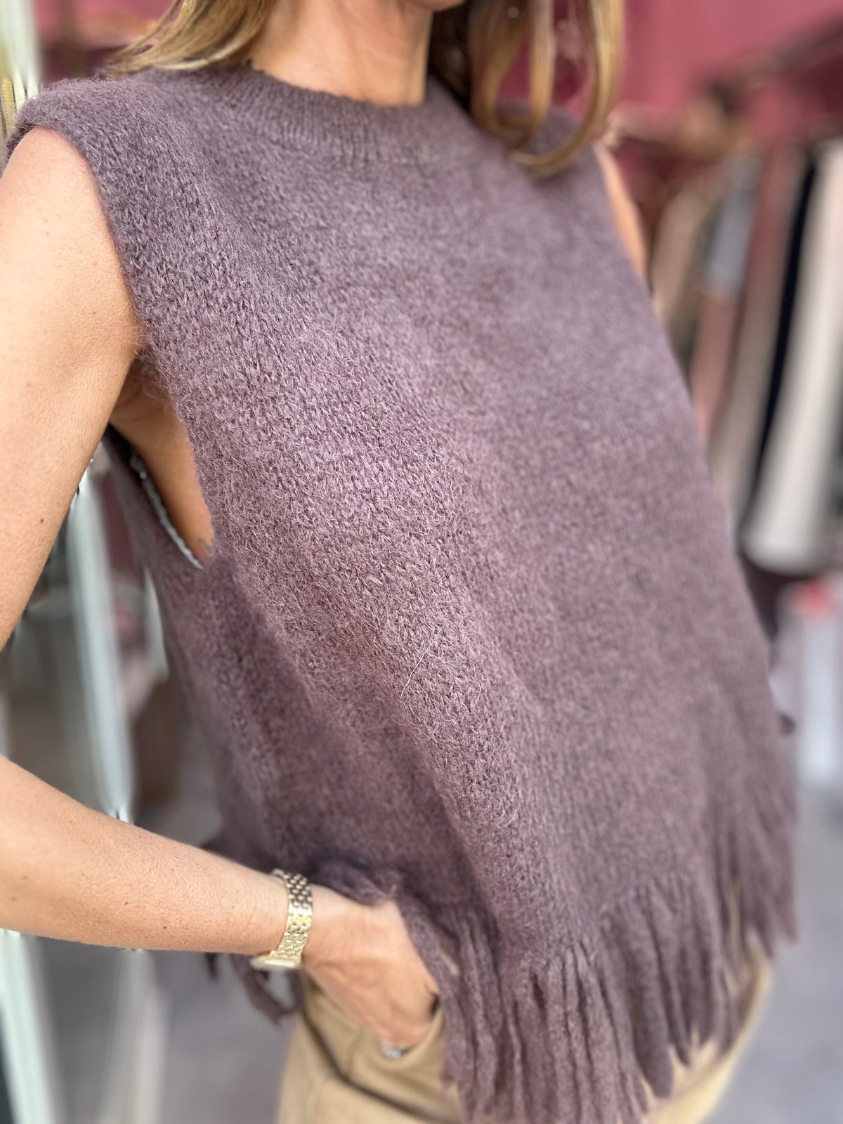 Gilet Lana Mohair Marrone