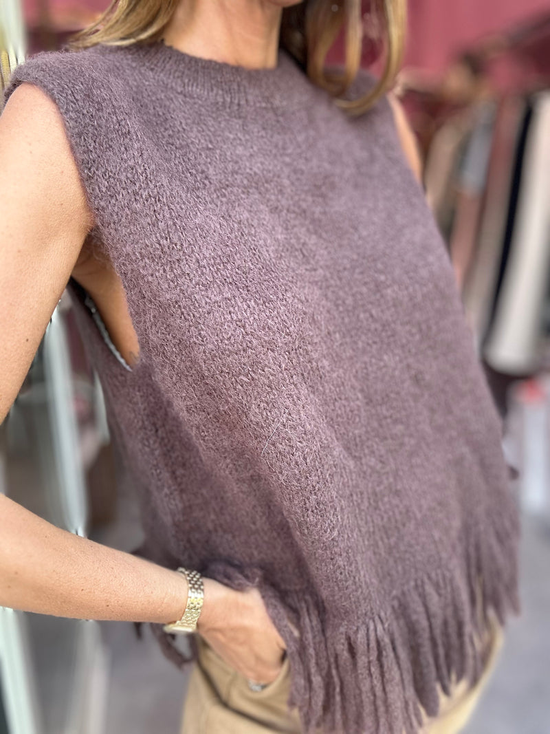 Gilet Lana Mohair Marrone
