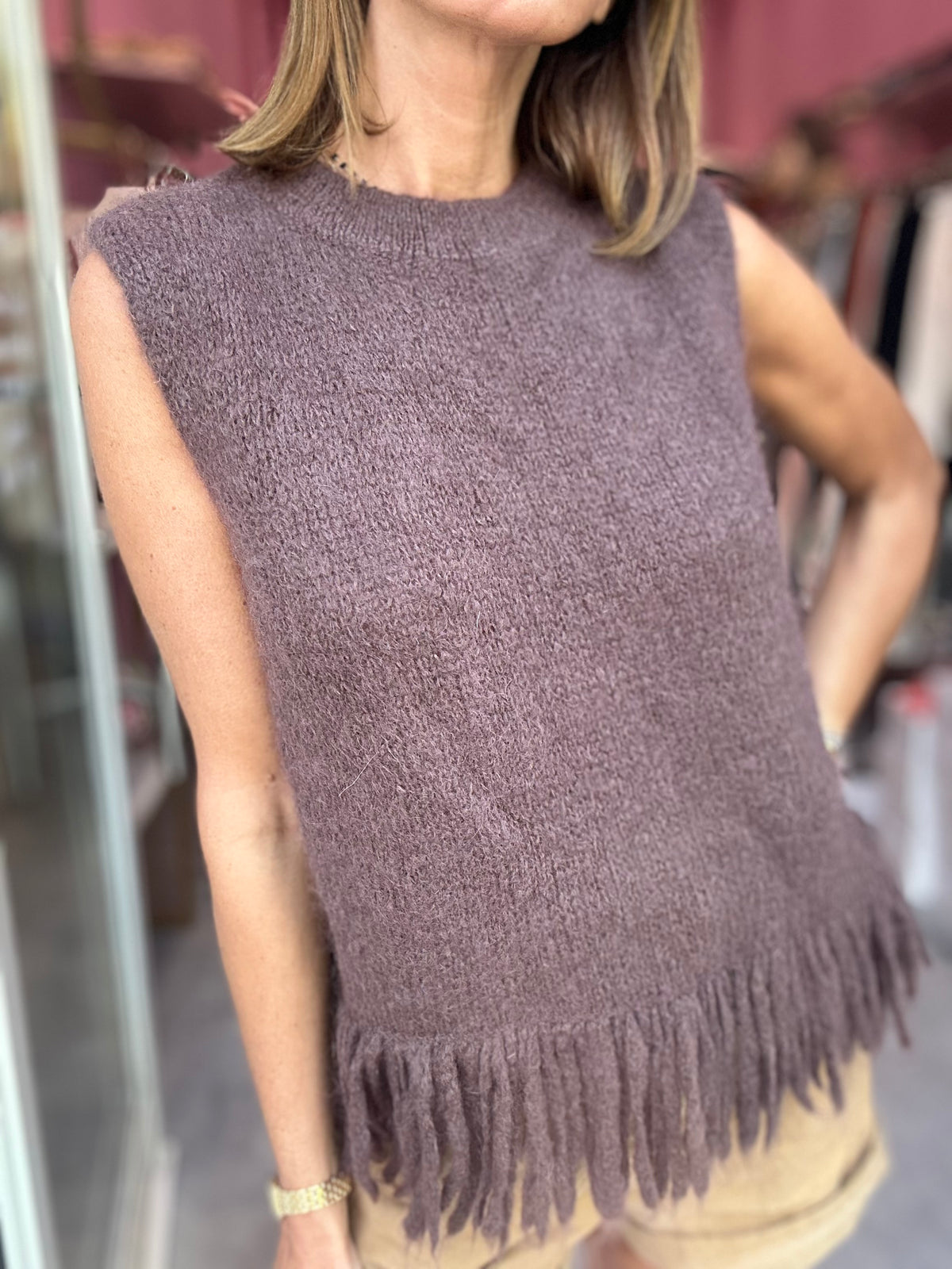 Gilet Lana Mohair Marrone