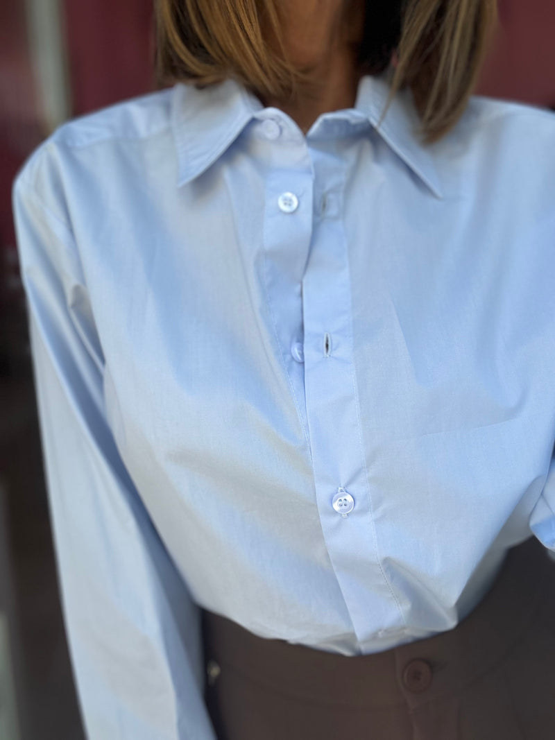 Camicia Elegante Cotone Azzurra