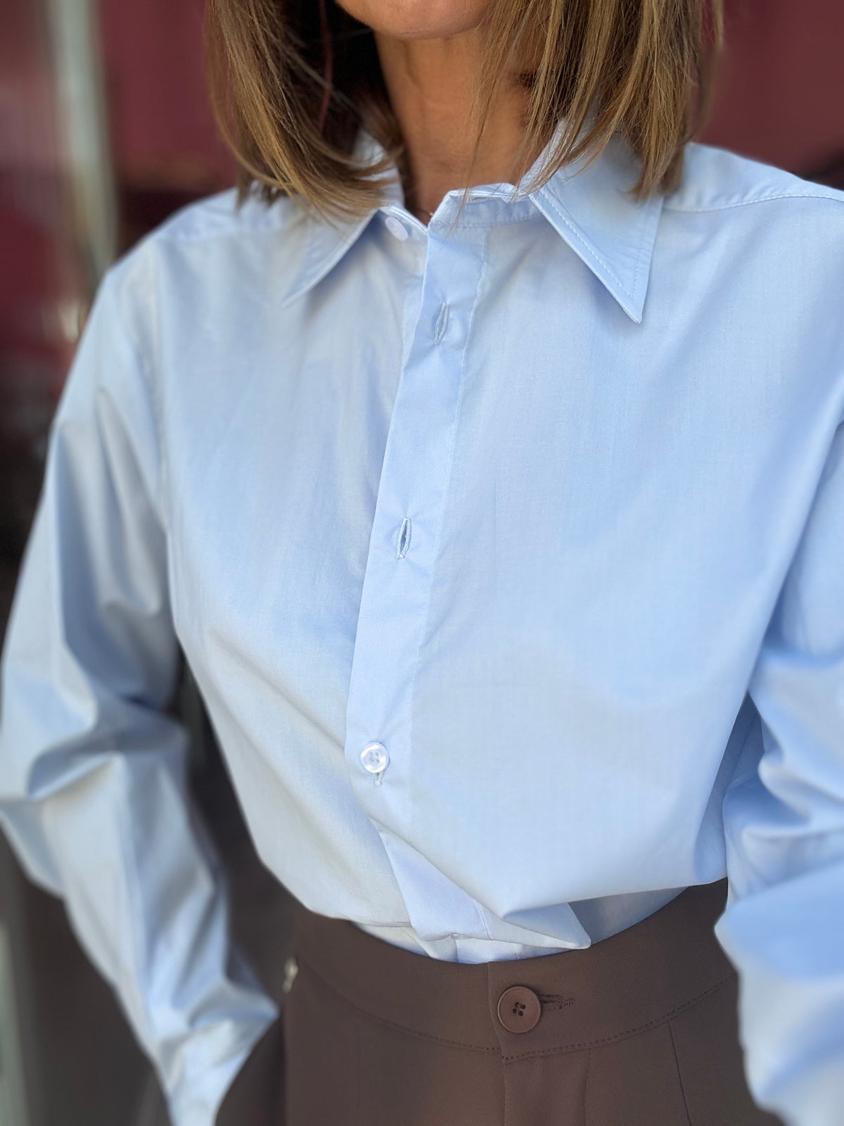 Camicia Elegante Cotone Azzurra
