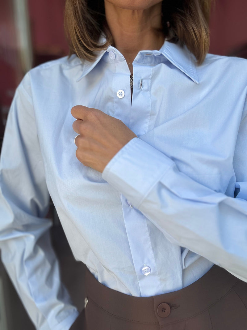 Camicia Elegante Cotone Azzurra