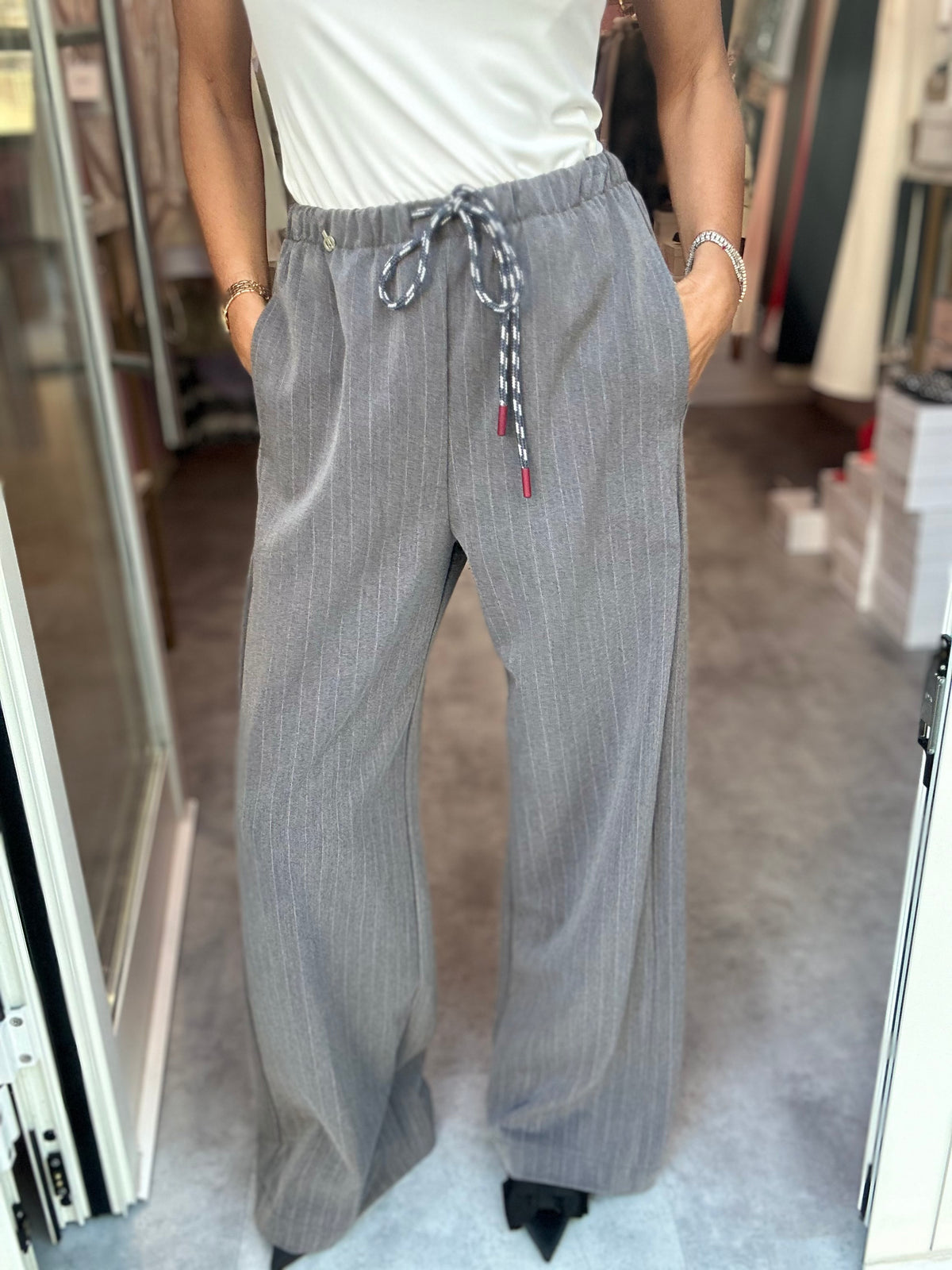 Pantalone Gessato Grigio