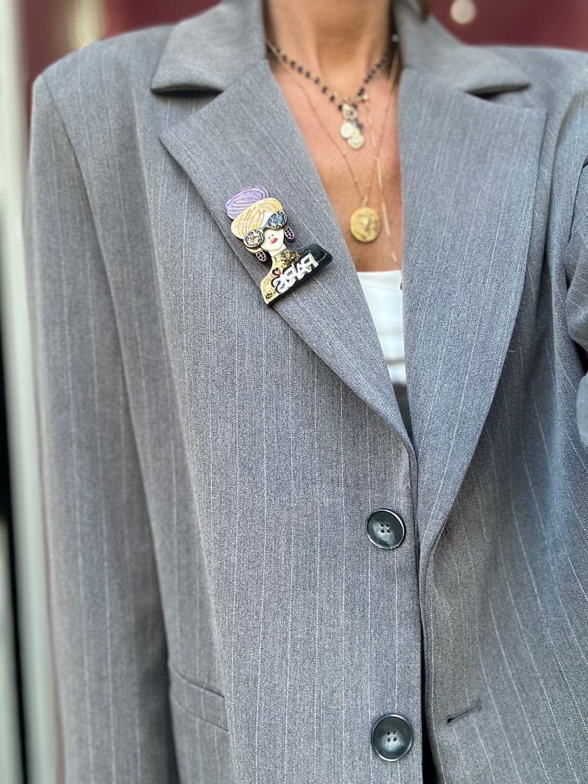 Blazer Gessato Grigio