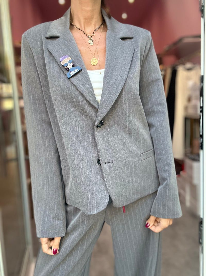 Blazer Gessato Grigio