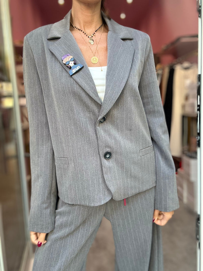 Blazer Gessato Grigio