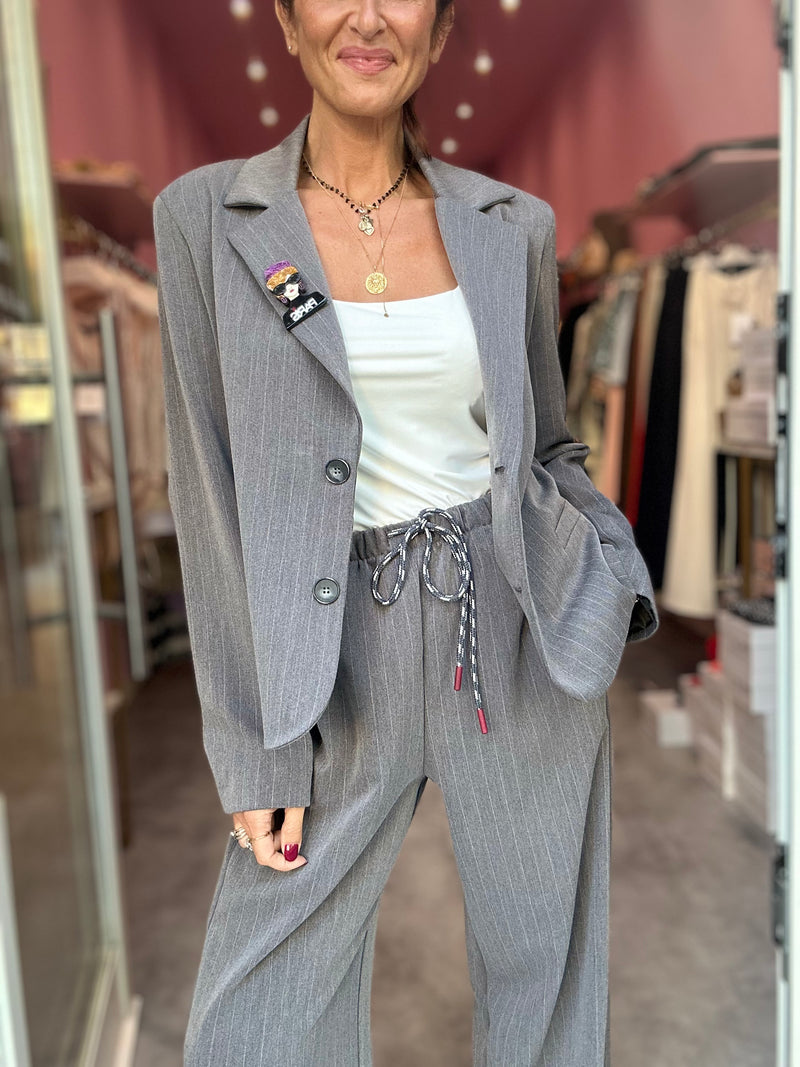 Pantalone Gessato Grigio