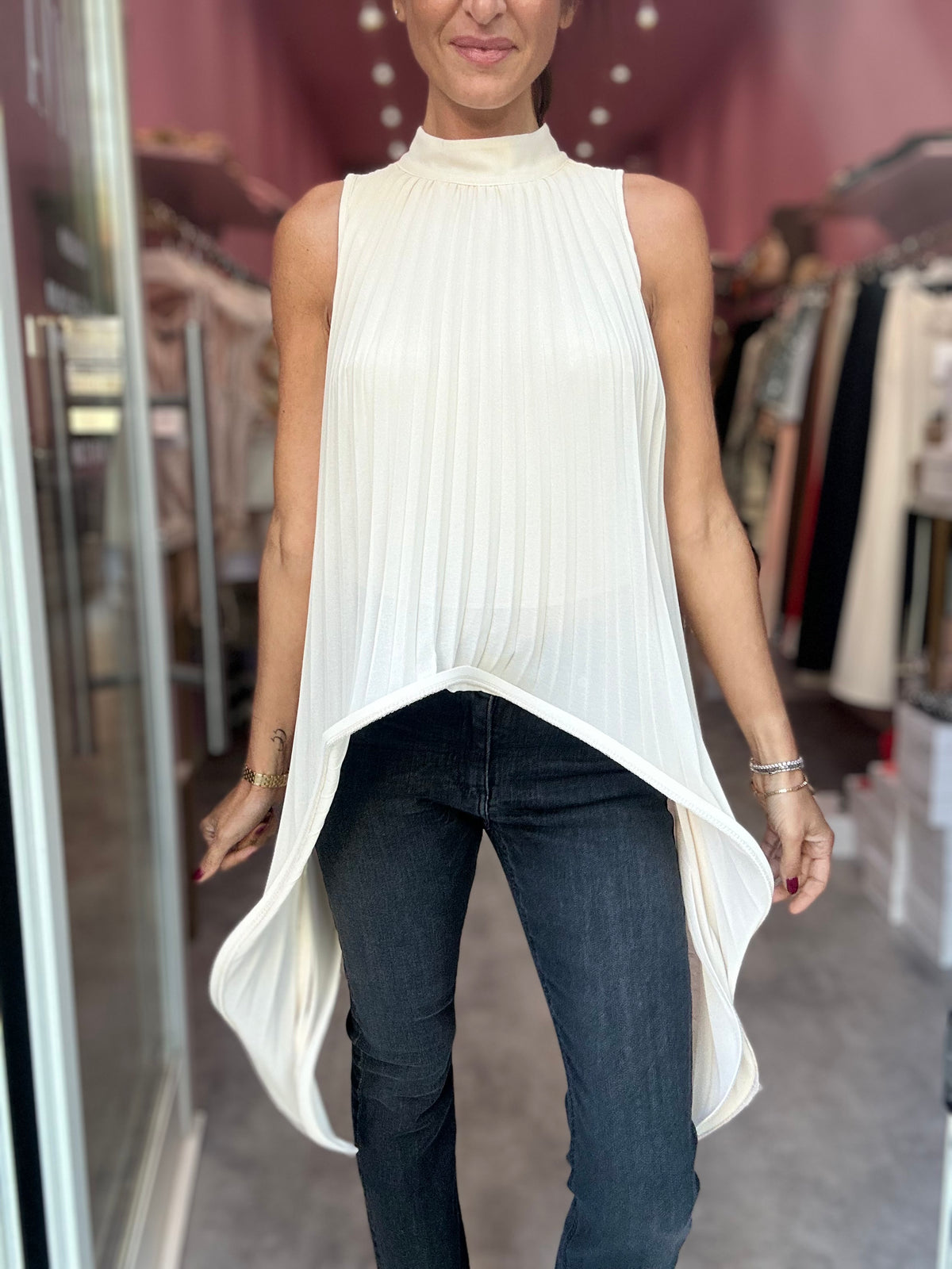 Blusa Pieghe Gesso