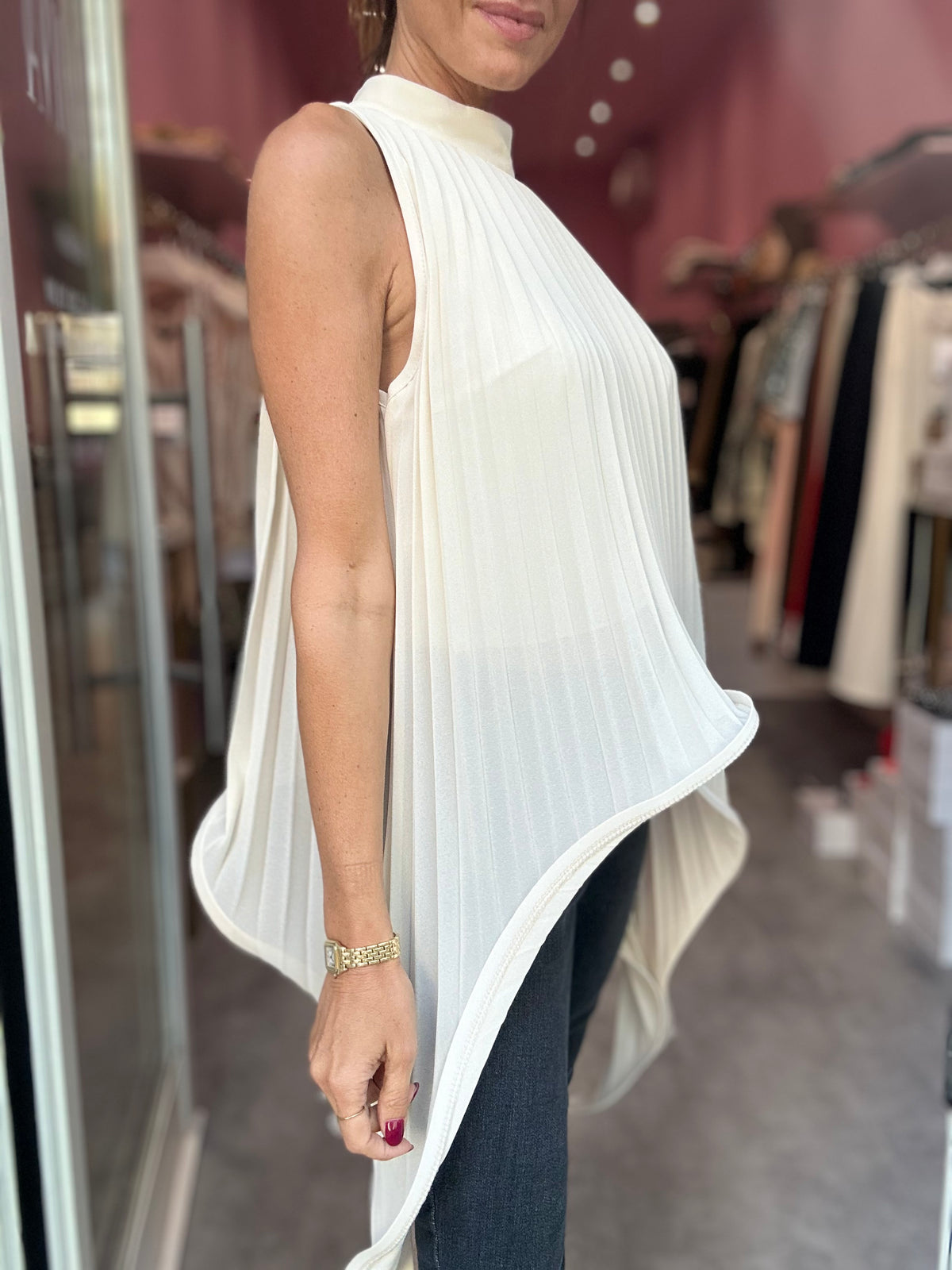 Blusa Pieghe Gesso