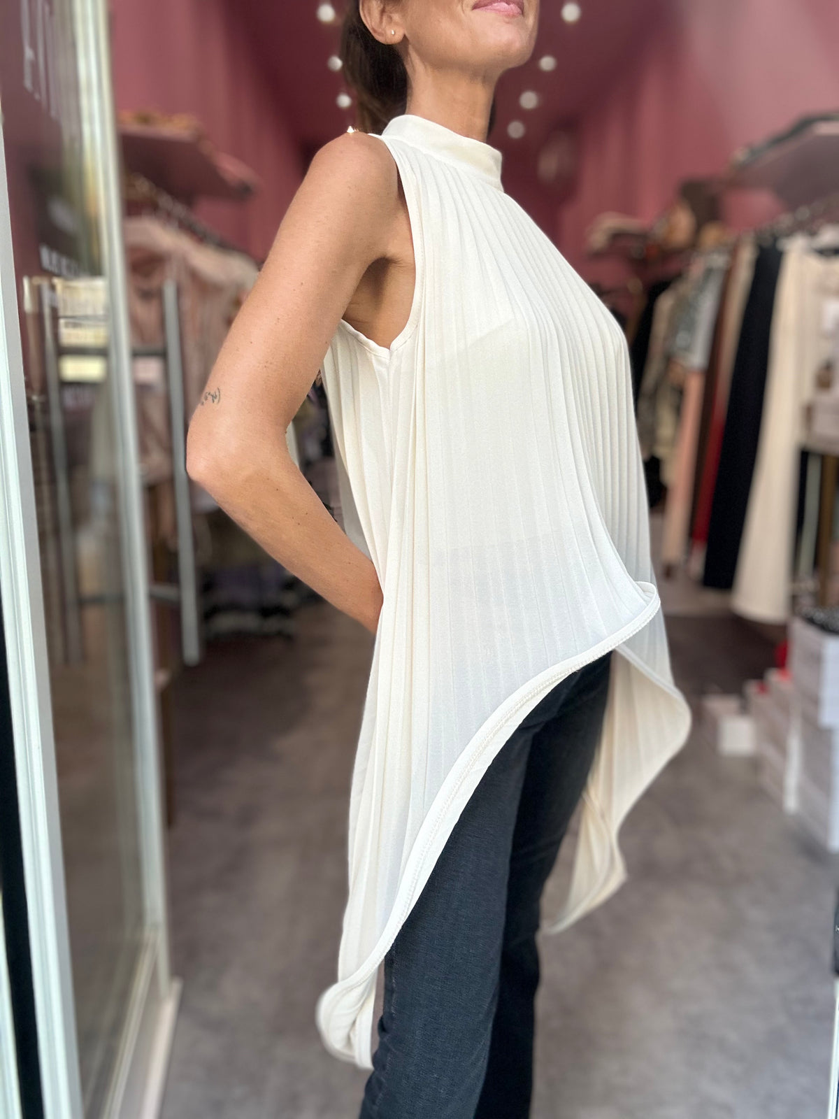 Blusa Pieghe Gesso