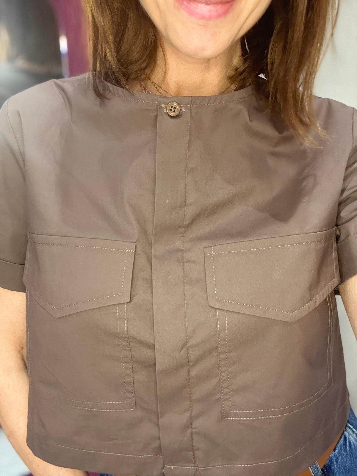 Camicia Cropped Moka SARTE DEL SOLE FIBRA NATURALE