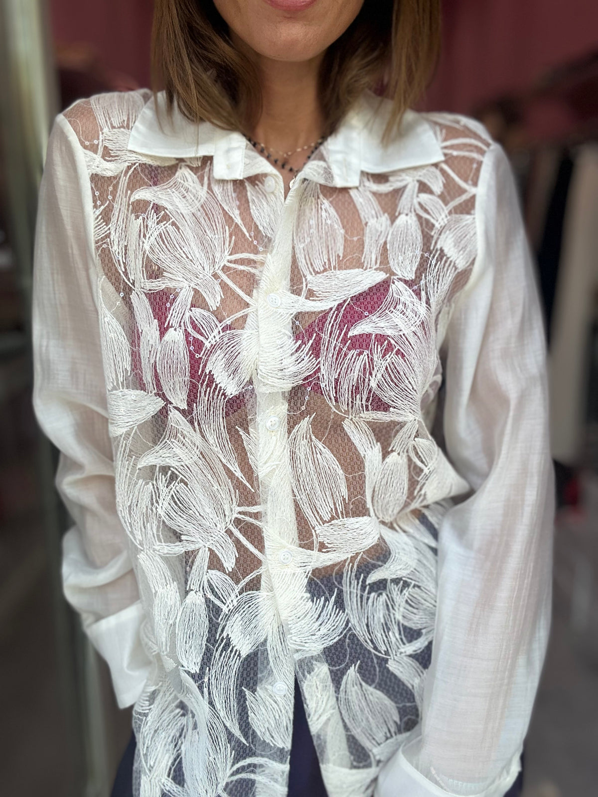Camicia Fiori Pizzo