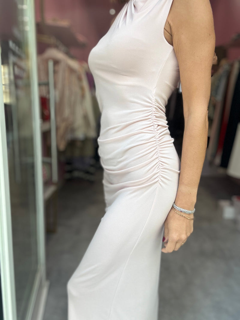 Abito Rosa Nude Arricciato