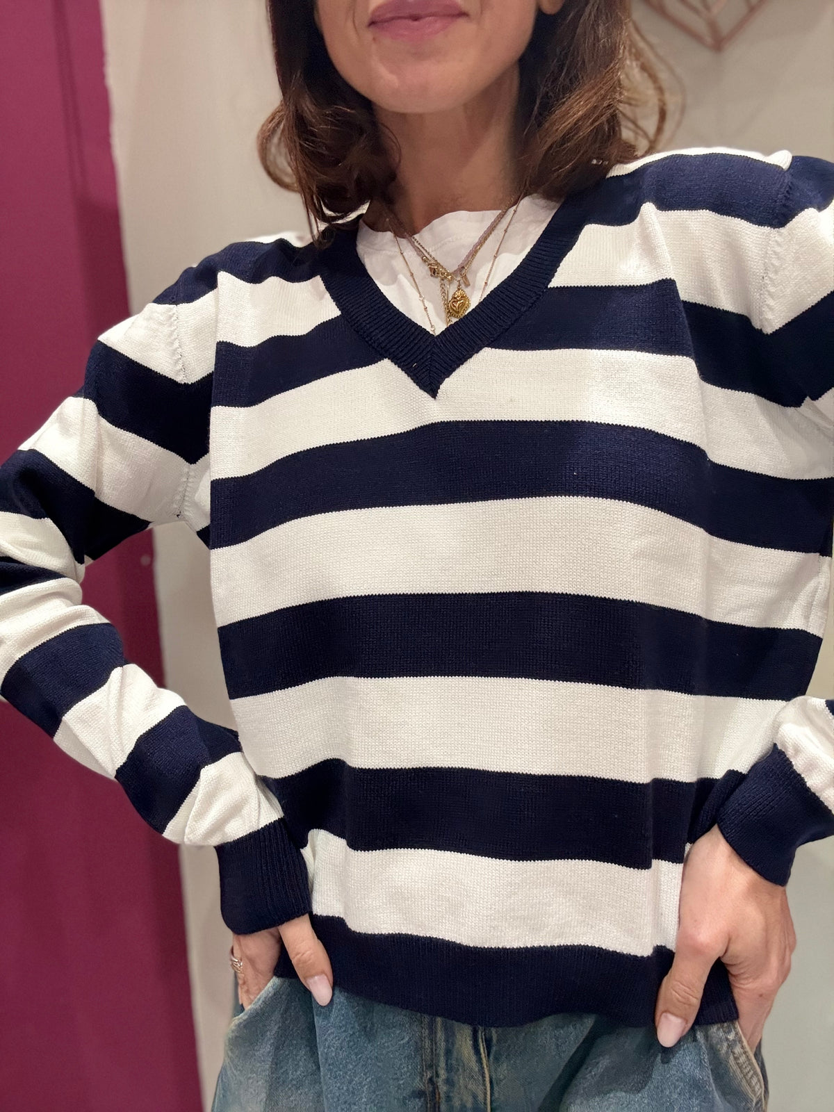 Maglia Righe TENSIONE IN Bianco e Blu