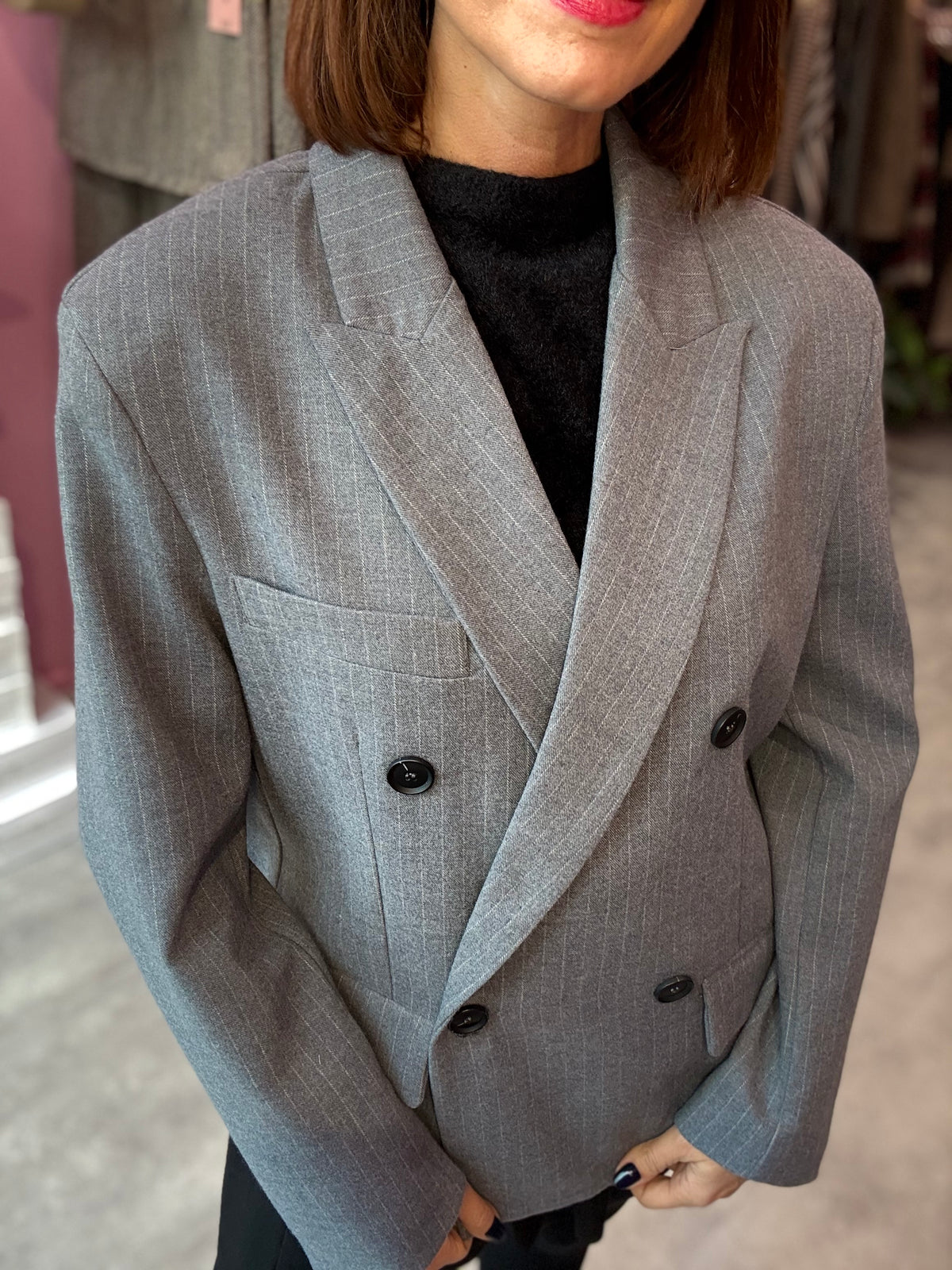 Blazer Scatoletta Grigio Gessato