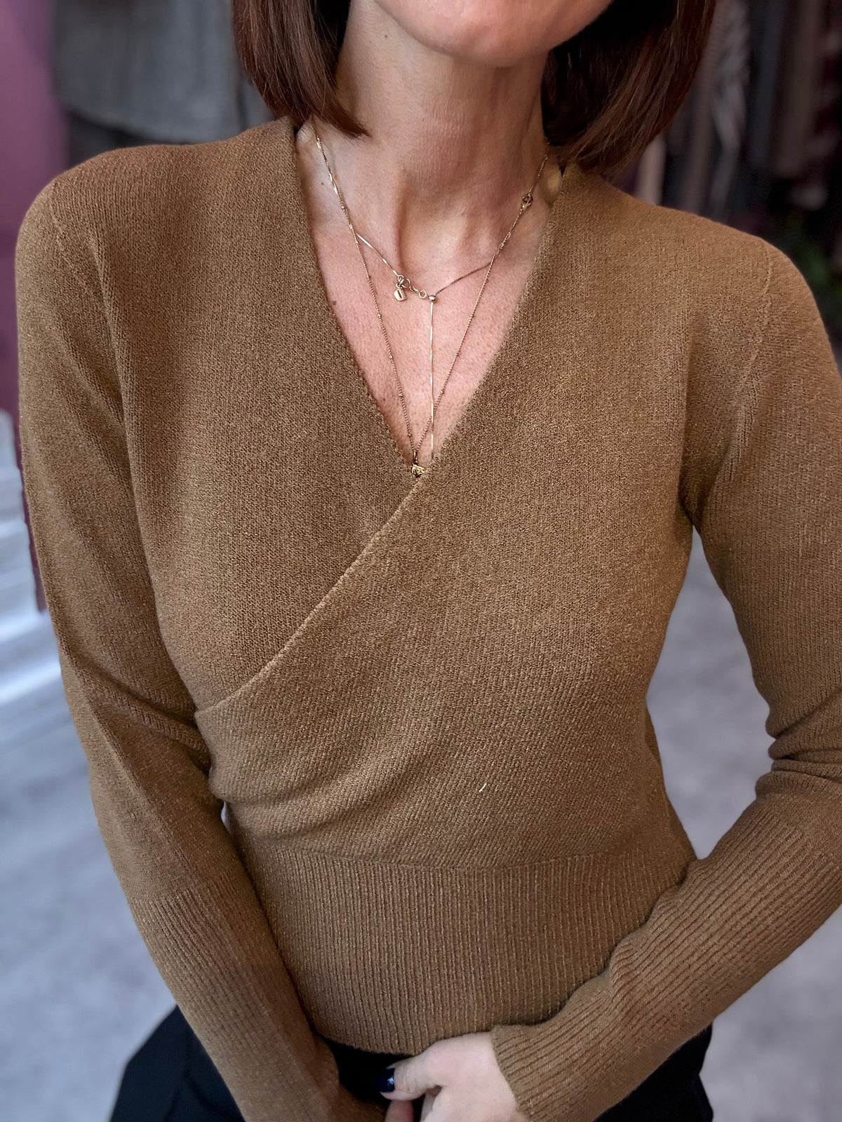 Maglia Incroci Cammello