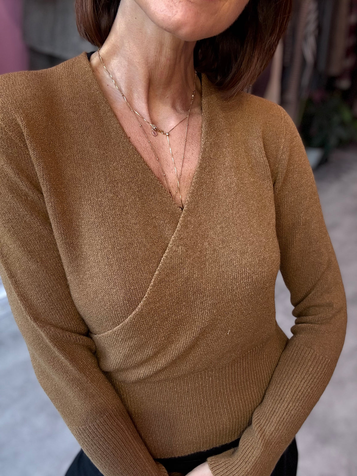 Maglia Incroci Cammello