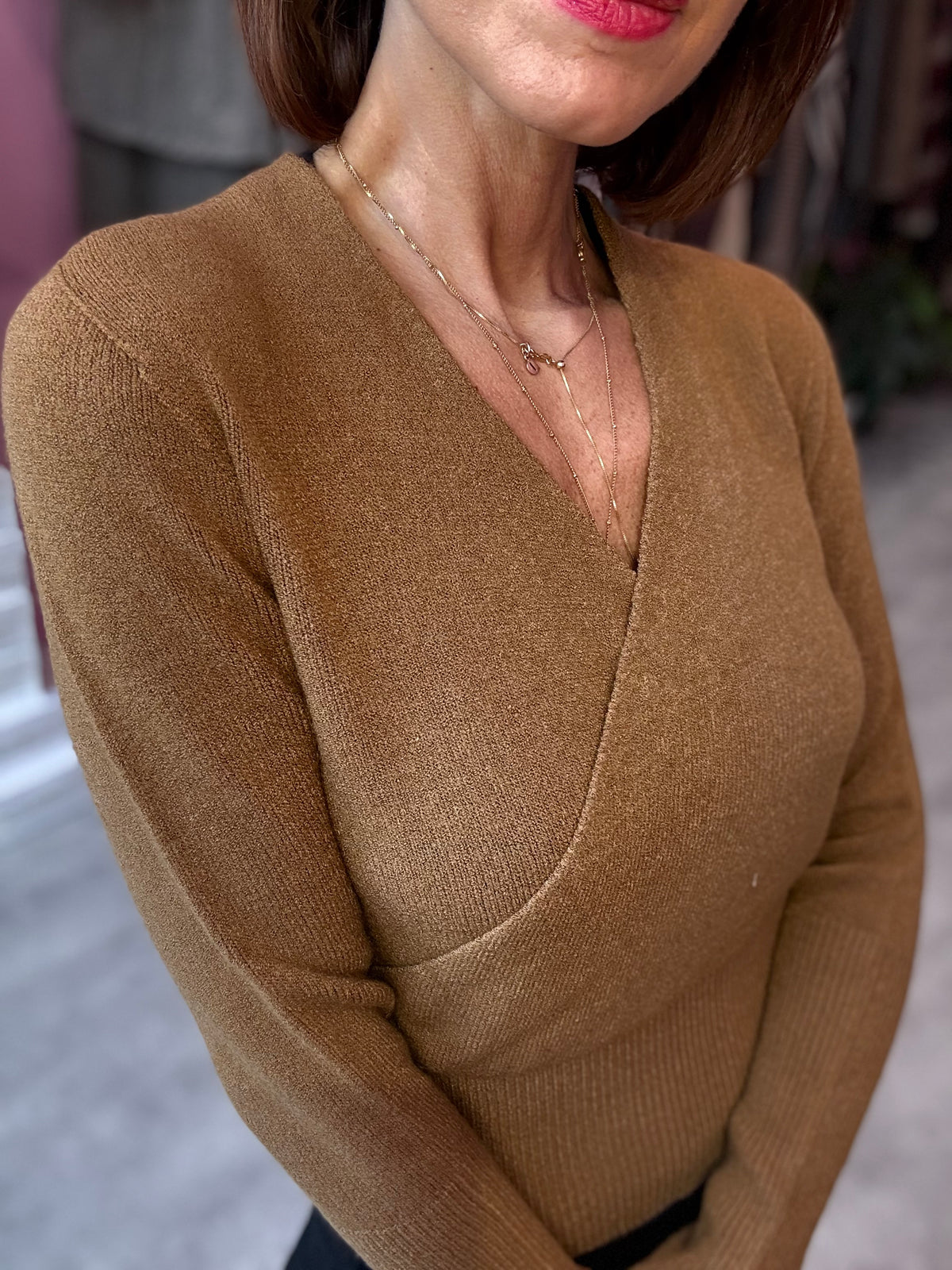 Maglia Incroci Cammello