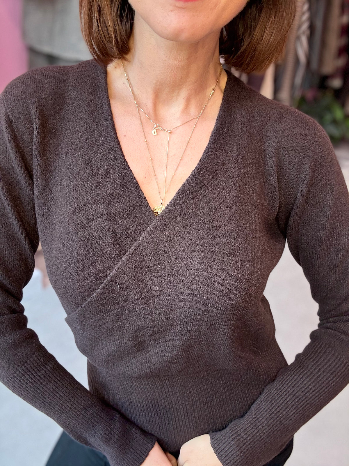 Maglia Incrocio Cioccolato