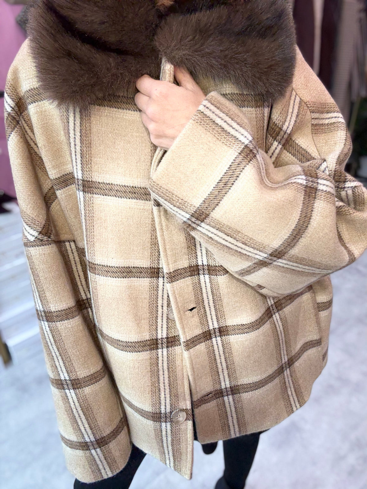 Cappottino Check Miele Lana