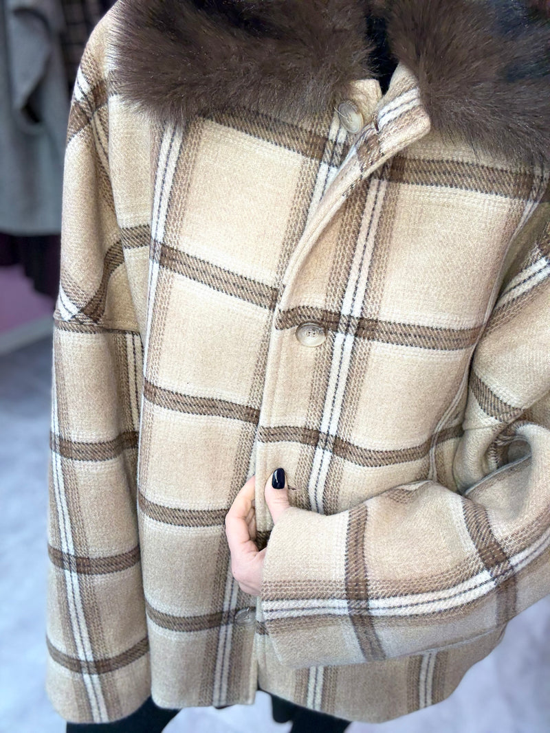Cappottino Check Miele Lana