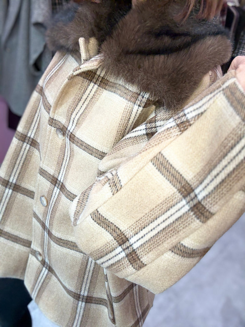 Cappottino Check Miele Lana