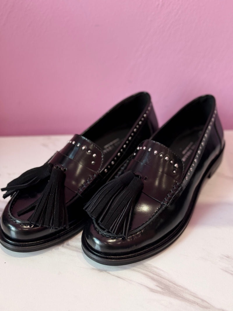 Mocassino Nero Pelle Borchie
