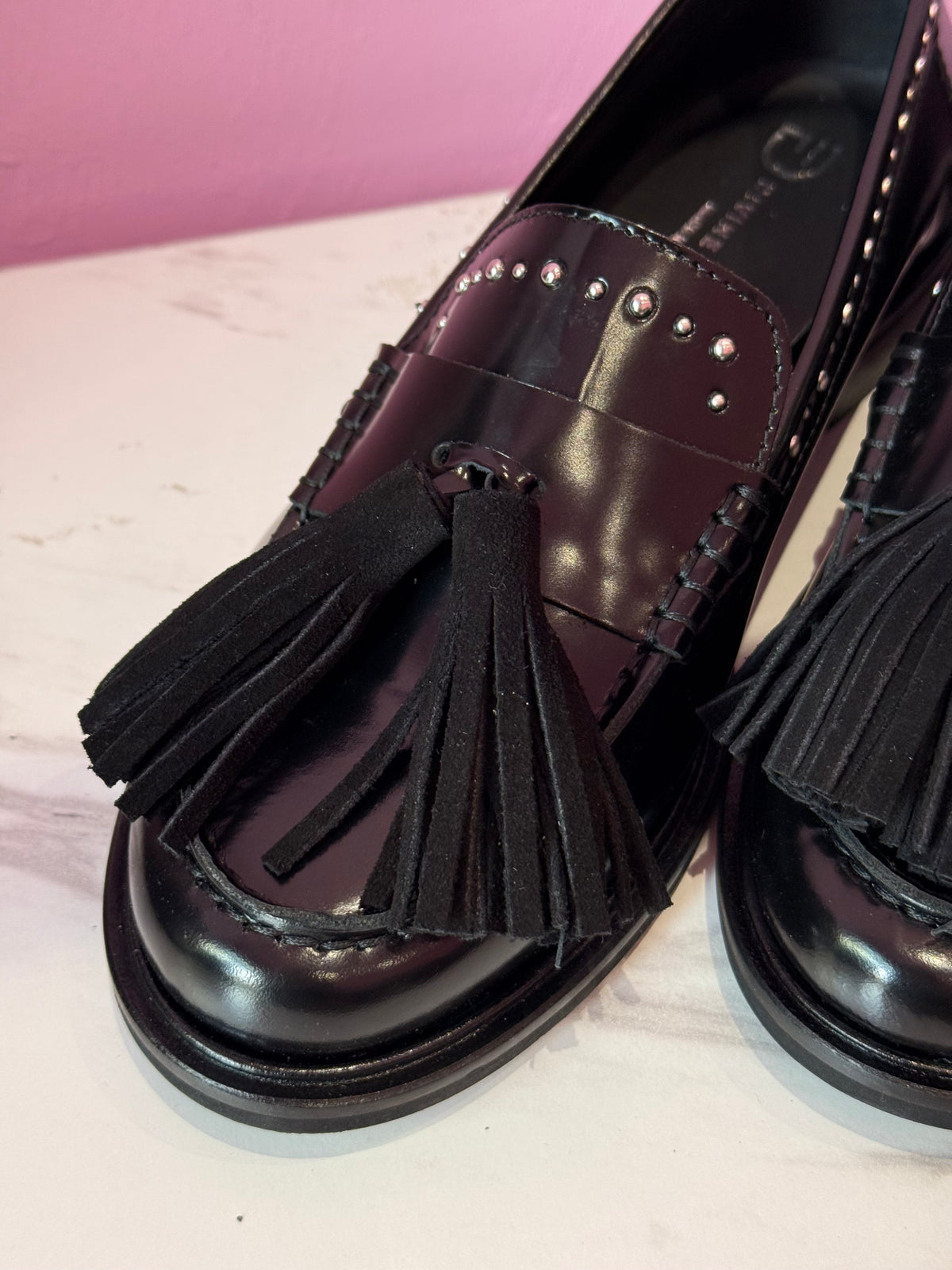 Mocassino Nero Pelle Borchie