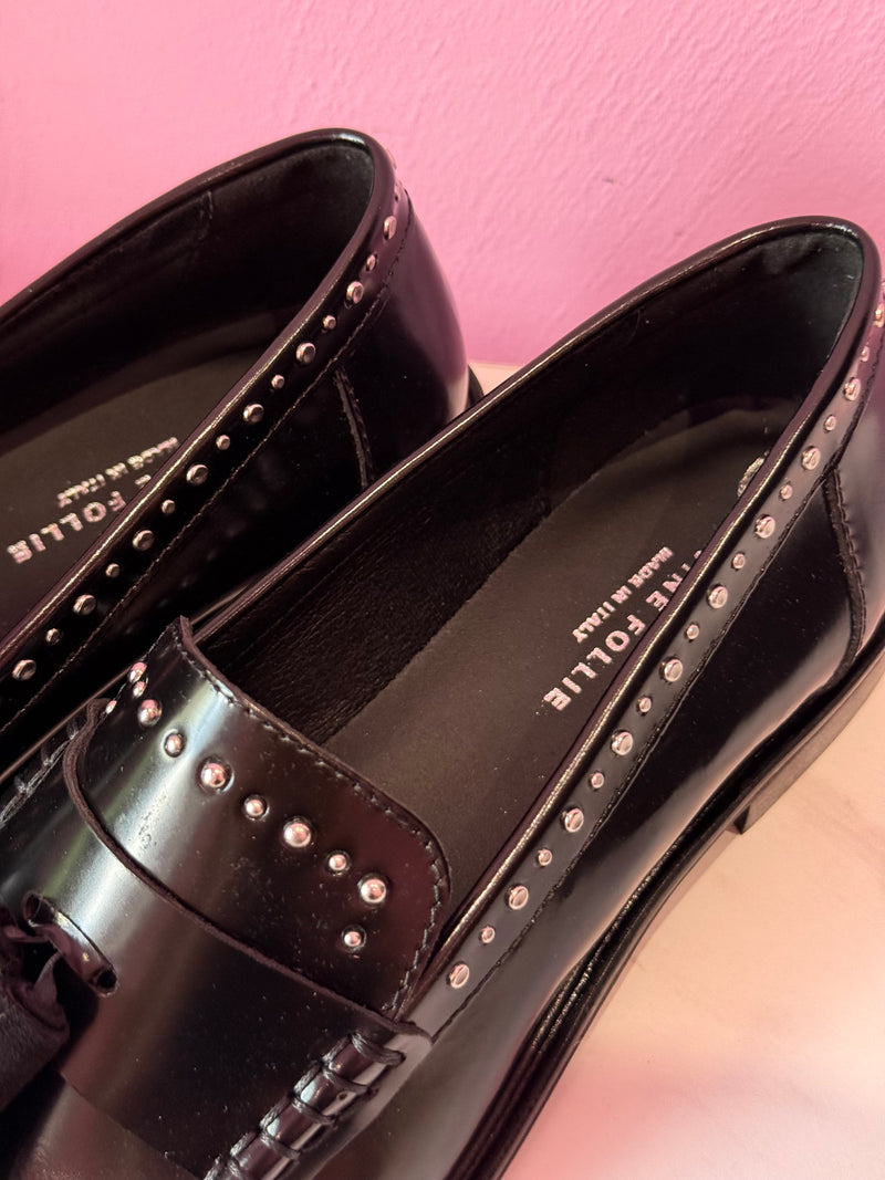 Mocassino Nero Pelle Borchie