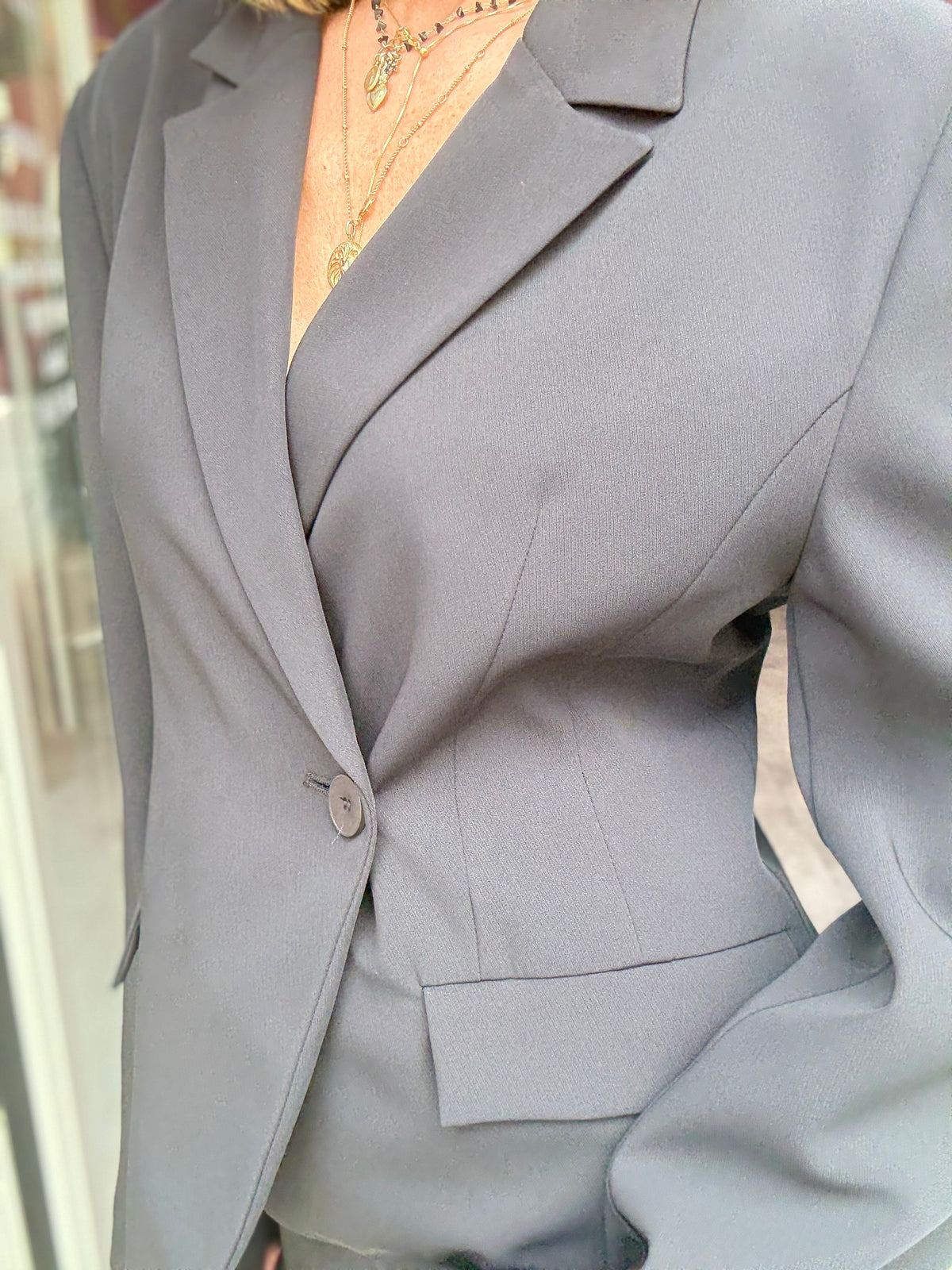 Blazer Nero Bottone Diagonale
