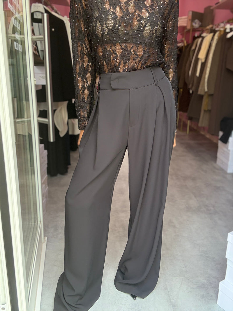Pantalone Nero Gamba Larga