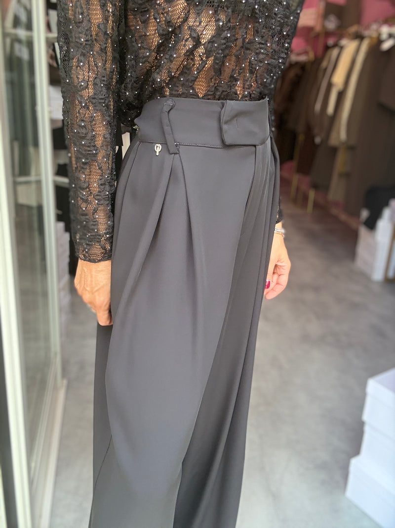 Pantalone Nero Gamba Larga
