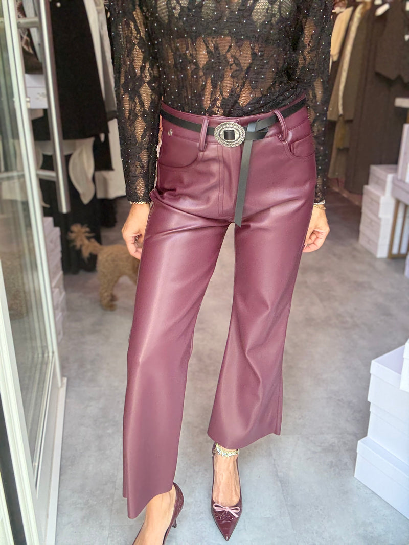 Pantalone Eco Pelle Vino