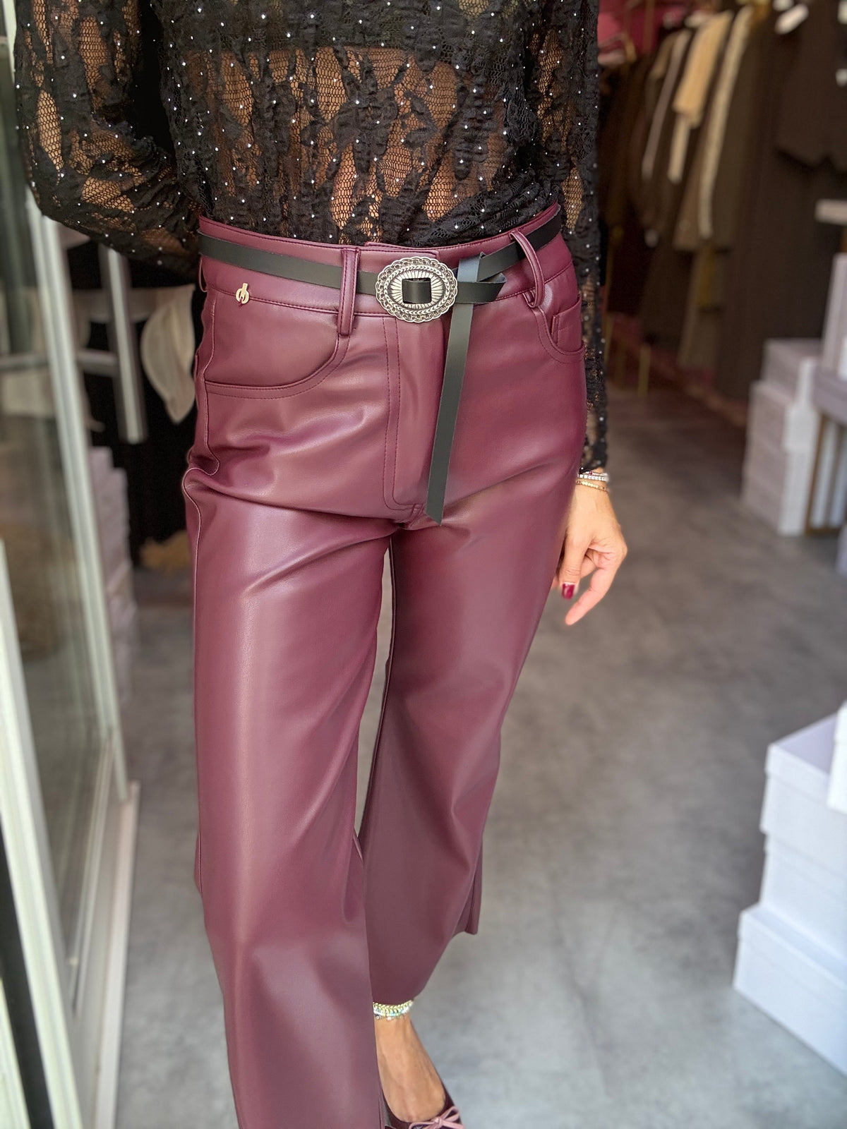 Pantalone Eco Pelle Vino