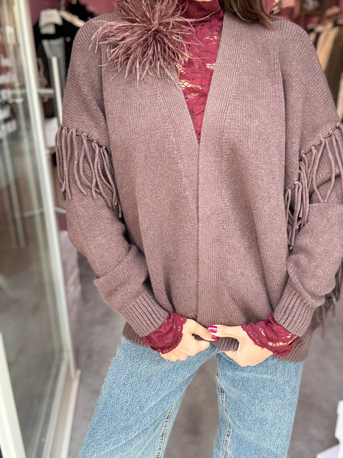 Cardigan Frange Cioccolato