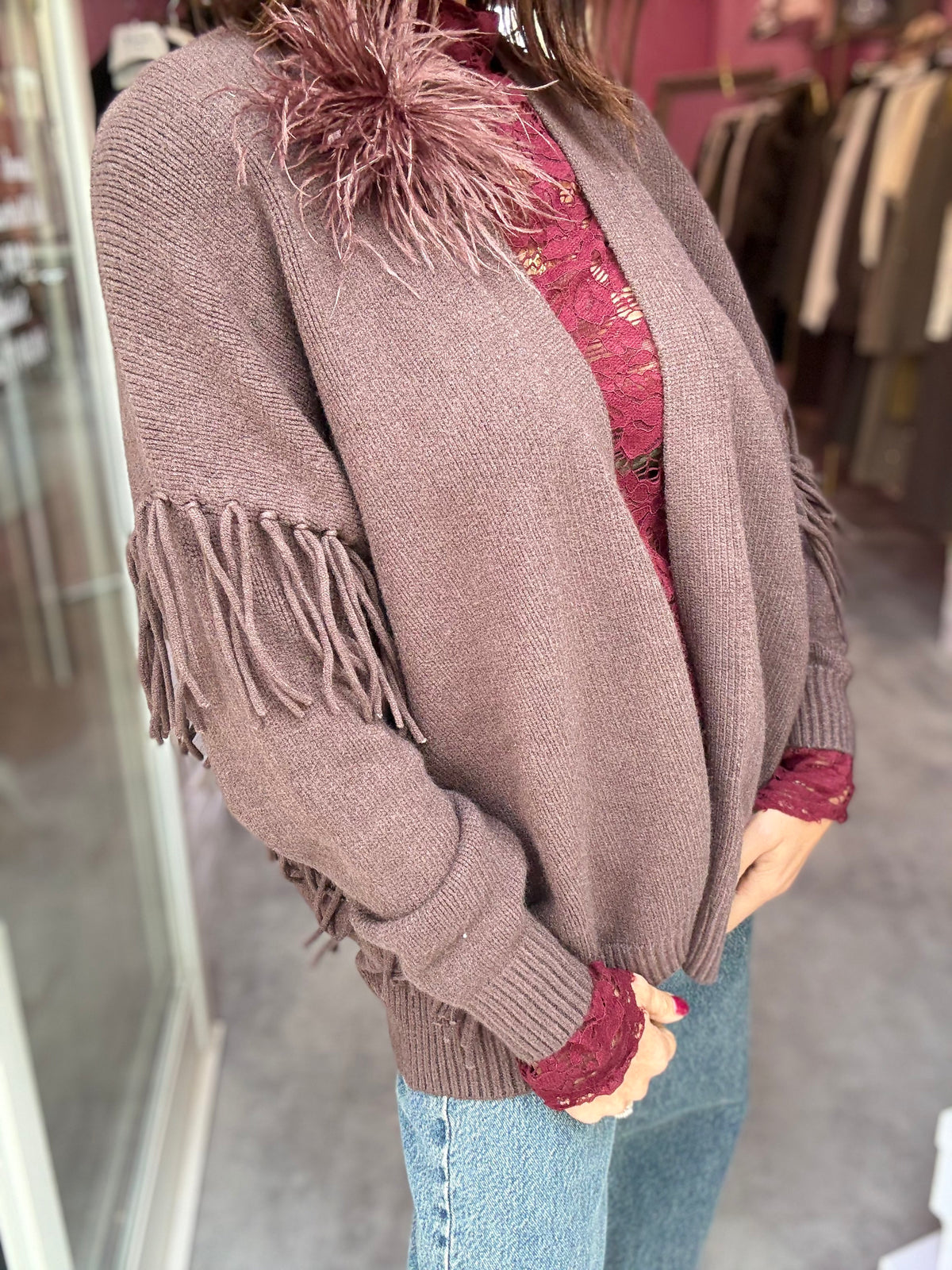 Cardigan Frange Cioccolato