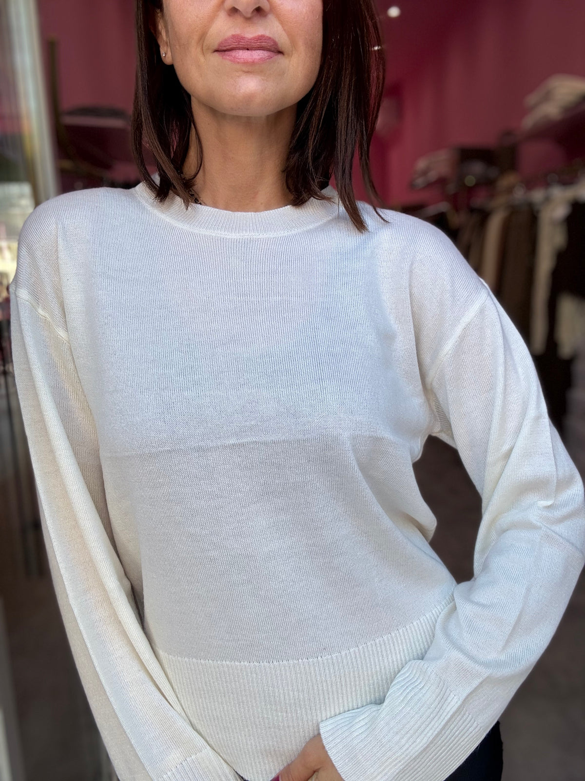 Maglia Crema Leggera Lana