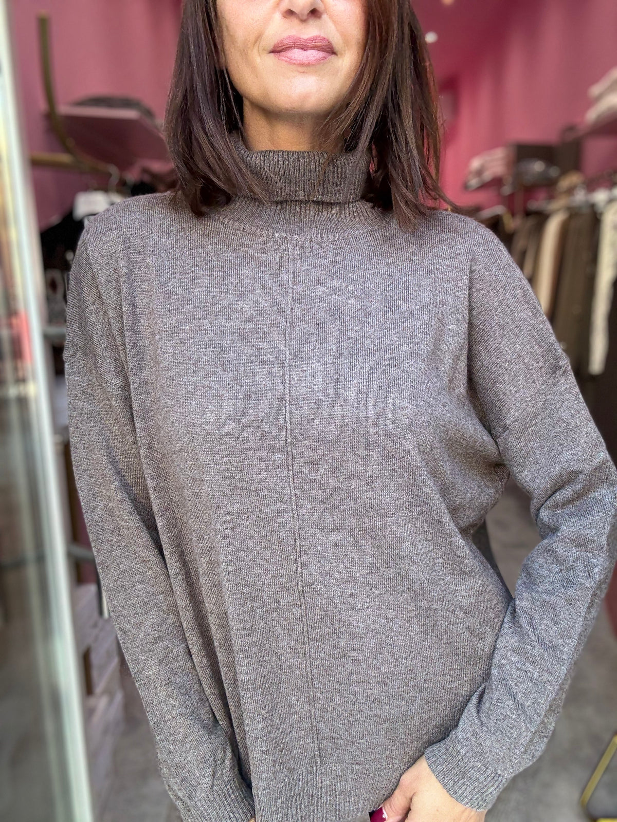 Maglia Collo Alto Moro Melange