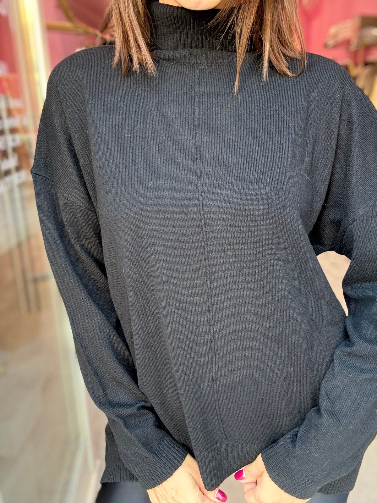 Maglione collo alto nero